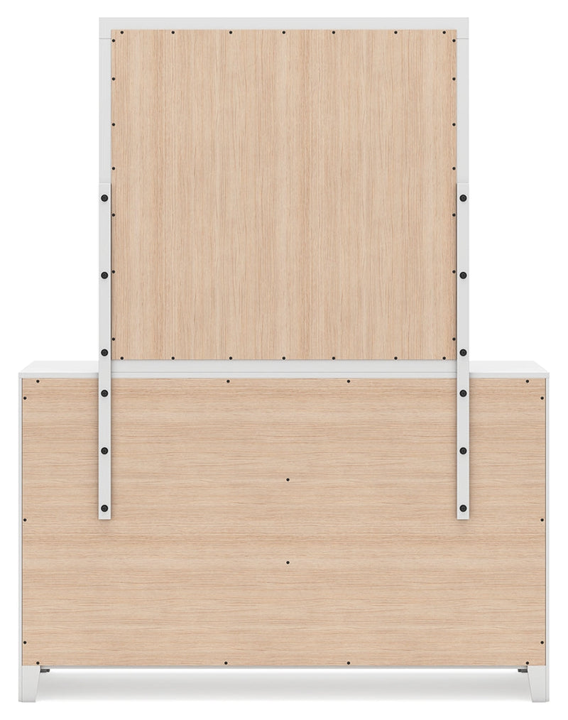 Binterglen California King Panel Bed with Mirrored Dresser, Chest and Nightstand in White from Ashley - DMV Furniture
