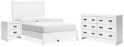 Binterglen Full Panel Bed with Dresser and 2 Nightstands in White - PKG016606