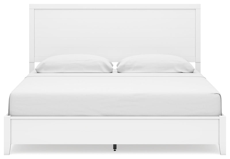 Binterglen King Panel Bed with 2 Nightstands in White from Ashley - DMV Furniture