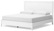 Binterglen King Panel Bed with Mirrored Dresser, Chest and 2 Nightstands in White - PKG016711