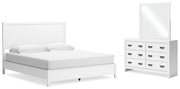 Binterglen King Panel Bed with Mirrored Dresser in White - PKG016709