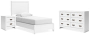 Binterglen Twin Panel Bed with Dresser and Nightstand in White - DMV FurnitureYouth Bedroom Set