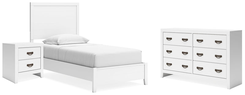 Binterglen Twin Panel Bed with Dresser and Nightstand in White - DMV FurnitureYouth Bedroom Set