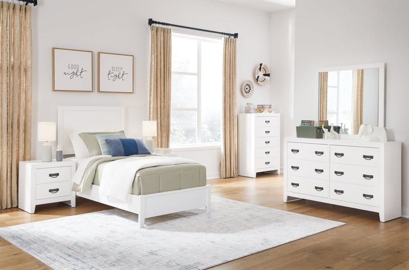 Binterglen Twin Panel Bed with Dresser and Nightstand in White - DMV FurnitureYouth Bedroom Set