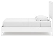 Binterglen Twin Panel Bed with Mirrored Dresser, Chest and 2 Nightstands in White - PKG016601