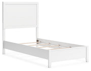 Binterglen Twin Panel Bed with Mirrored Dresser, Chest and Nightstand in White - PKG016604