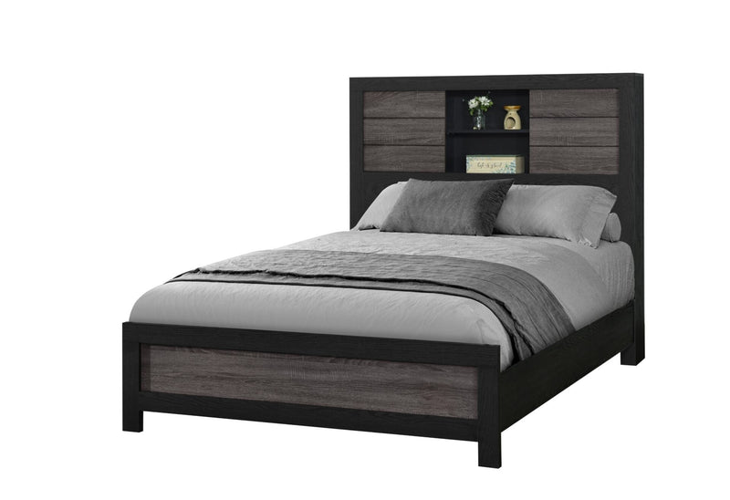 Lisbon Grey/Black Bookcase Full Bed - LISBON-GREY/BLACK-BOOKCASE FB