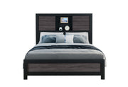Lisbon Grey/Black Bookcase Queen Bed - LISBON-GREY/BLACK-BOOKCASE QB