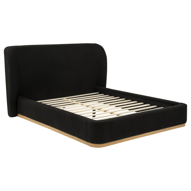 Blaire Upholstered Queen Wingback Platform Bed Black - 315967BLKQ