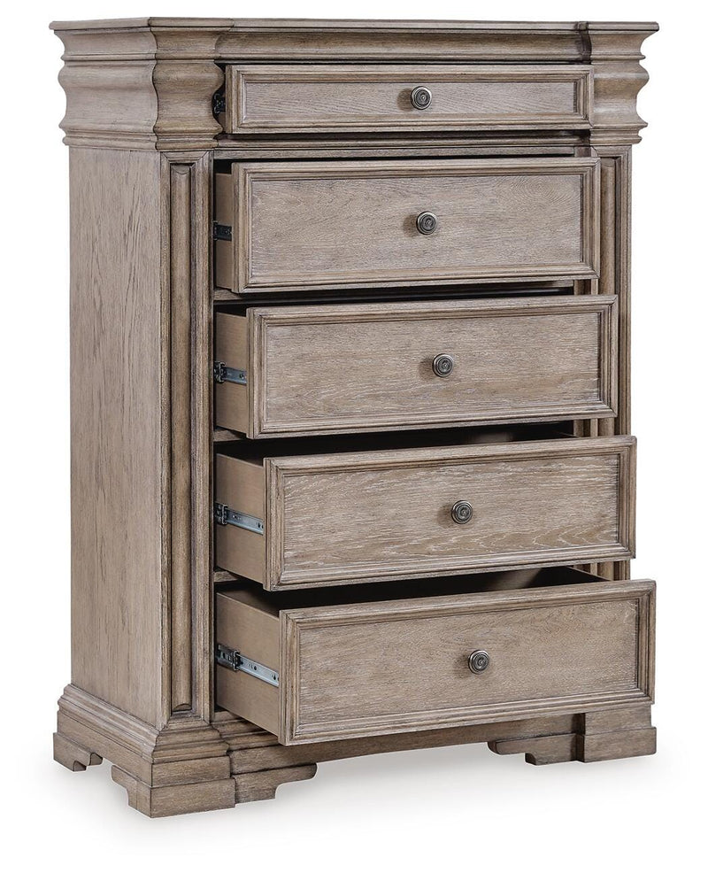 Blairhurst Light Grayish Brown King Panel Bed, Dresser, Chest and 2  Nightstands - B916B11