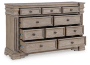 Blairhurst Light Grayish Brown King Panel Bed, Dresser, Chest and 2  Nightstands - B916B11