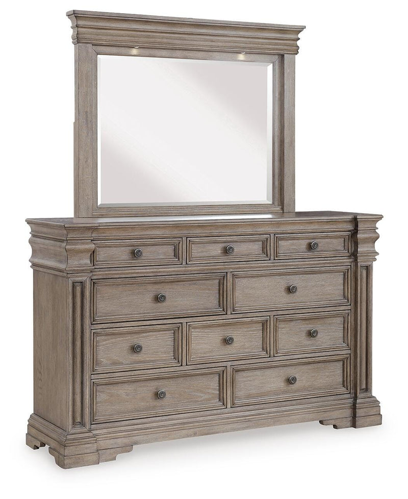 Blairhurst Light Grayish Brown Queen Panel Bed, Dresser, Mirror and 2 Nightstands - B916B10