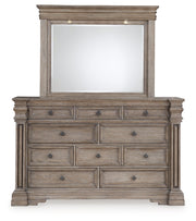 Blairhurst Queen Panel Bed with Mirrored Dresser, Chest and 2 Nightstands in Light Grayish Brown - PKG016993