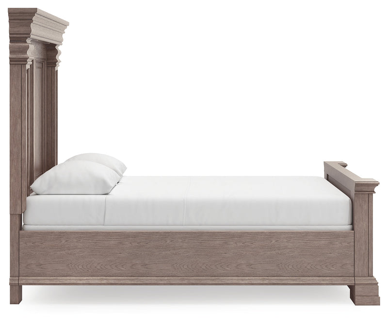 Blairhurst Queen Panel Bed with Mirrored Dresser, Chest and Nightstand in Light Grayish Brown from Ashley - DMV Furniture