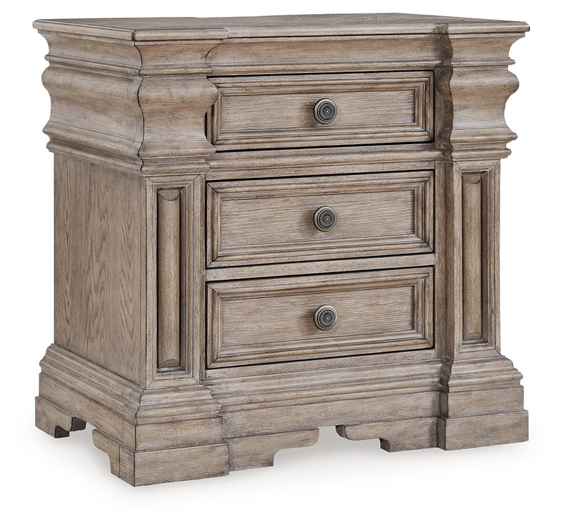 Blairhurst Queen Panel Bed with Mirrored Dresser, Chest and Nightstand in Light Grayish Brown from Ashley - DMV Furniture