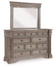 Blairhurst Queen Panel Bed with Mirrored Dresser, Chest and Nightstand in Light Grayish Brown from Ashley - DMV Furniture