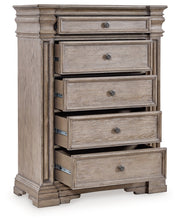 Blairhurst Queen Panel Bed with Mirrored Dresser, Chest and Nightstand in Light Grayish Brown from Ashley - DMV Furniture
