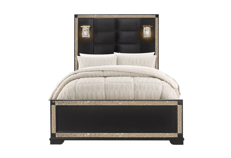 Blake Black Full Bed With Lamps - DMV FurnitureFull Bed