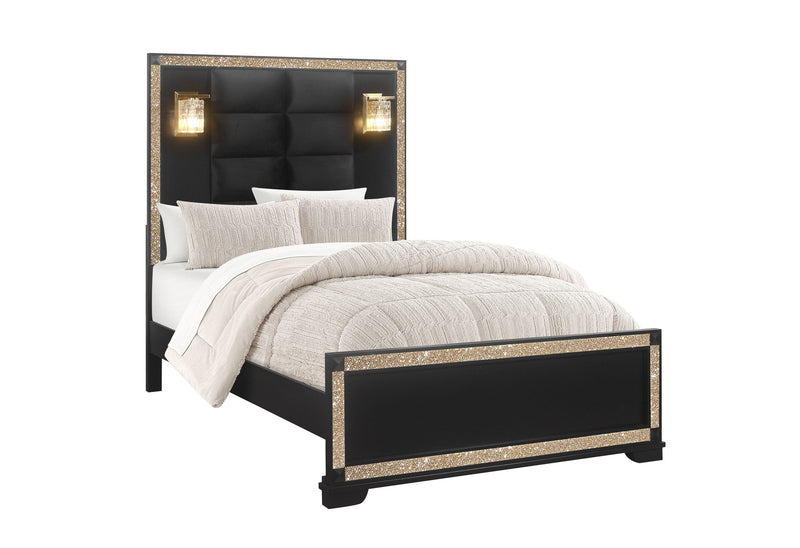 Blake Black Full Bed With Lamps - DMV FurnitureFull Bed