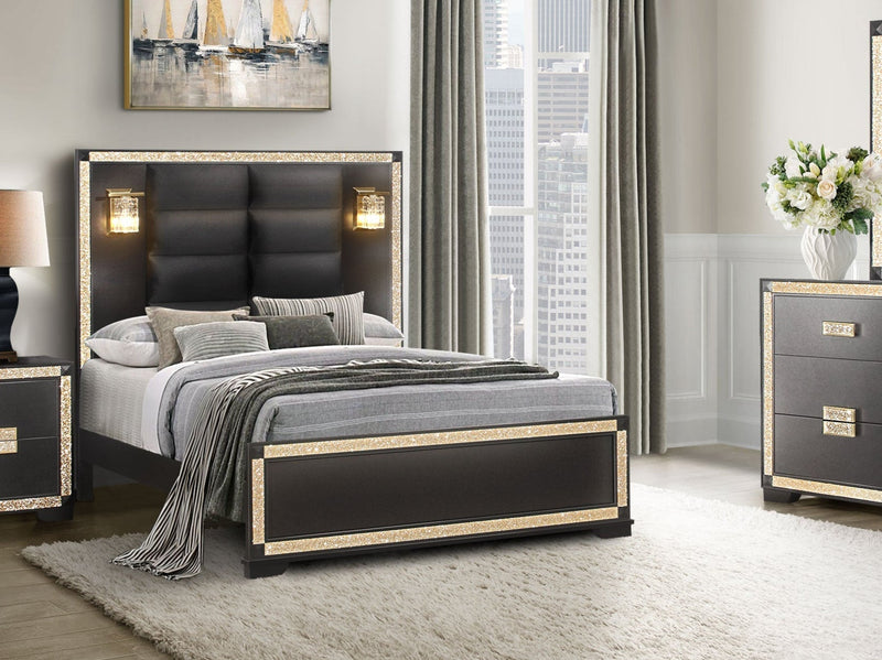 Blake Black Full Bed With Lamps - DMV FurnitureFull Bed