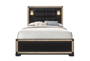 Blake Black Queen Bed With Lamps - DMV FurnitureQueen Bed