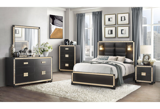 Blake Black/Gold Full Bed Group With Lamps - DMV FurnitureYouth Bedroom Set