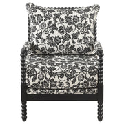 Blanchett Traditional Floral Upholstered Bobbin Accent Chair Black - 903235