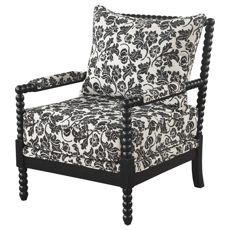 Blanchett Traditional Floral Upholstered Bobbin Accent Chair Black - 903235