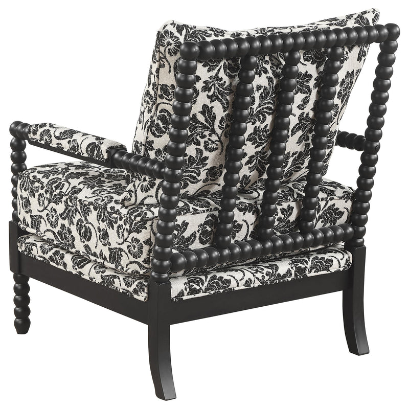 Blanchett Traditional Floral Upholstered Bobbin Accent Chair Black - 903235