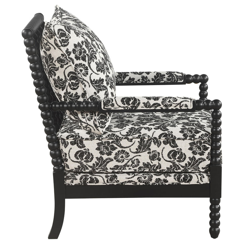 Blanchett Traditional Floral Upholstered Bobbin Accent Chair Black - 903235