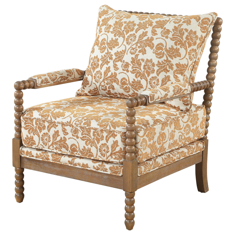 Blanchett Upholstered Bobbin Accent Chair Apricot and Distressed Brown - 903236