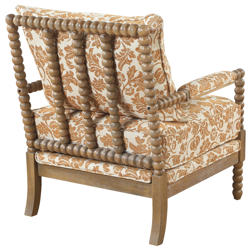 Blanchett Upholstered Bobbin Accent Chair Apricot and Distressed Brown - 903236