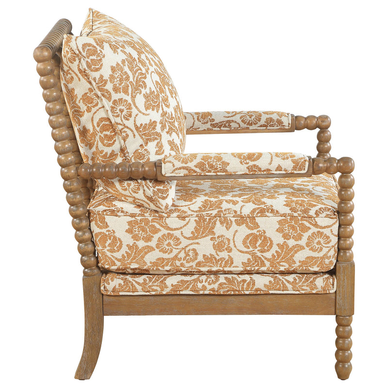 Blanchett Upholstered Bobbin Accent Chair Apricot and Distressed Brown - 903236