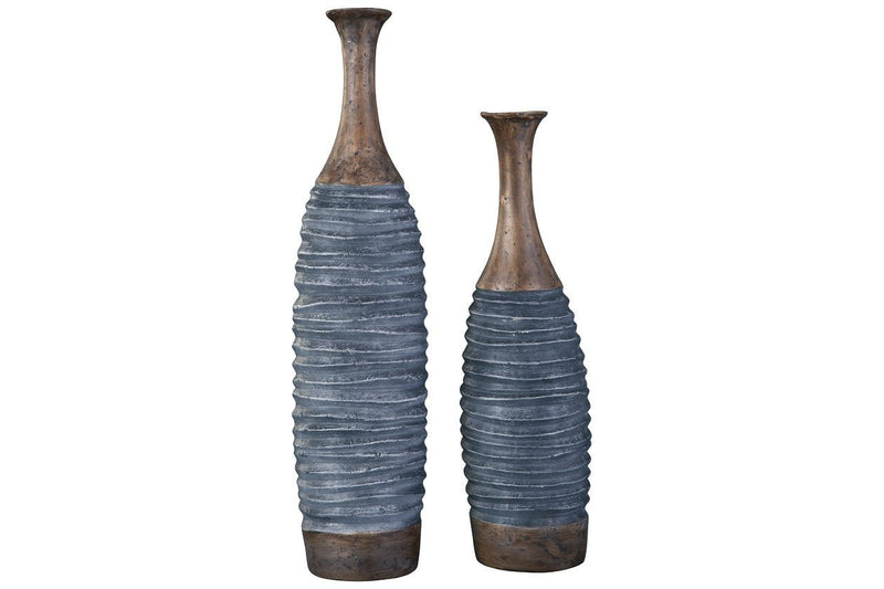 BLAYZE Antique Gray/Brown Vase (Set of 2) - DMV FurnitureVase
