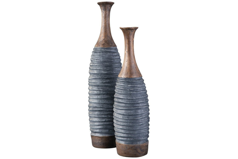 BLAYZE Antique Gray/Brown Vase (Set of 2) - DMV FurnitureVase