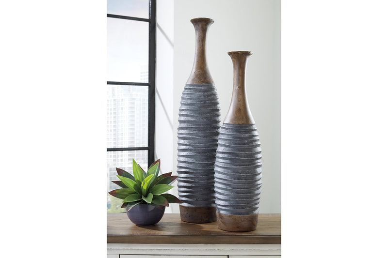 BLAYZE Antique Gray/Brown Vase (Set of 2) - DMV FurnitureVase