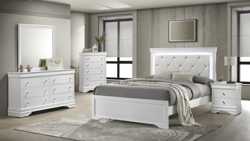 Blaze Full 5PC Bedroom Set in White - Blaze Full 5PC Bedroom Set in White