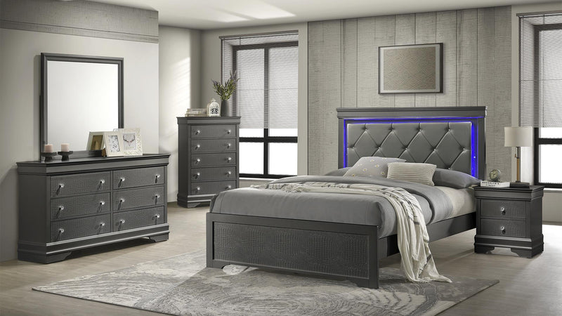 Blaze King 5PC Bedroom Set in Gray - Blaze King 5PC Bedroom Set in Gray