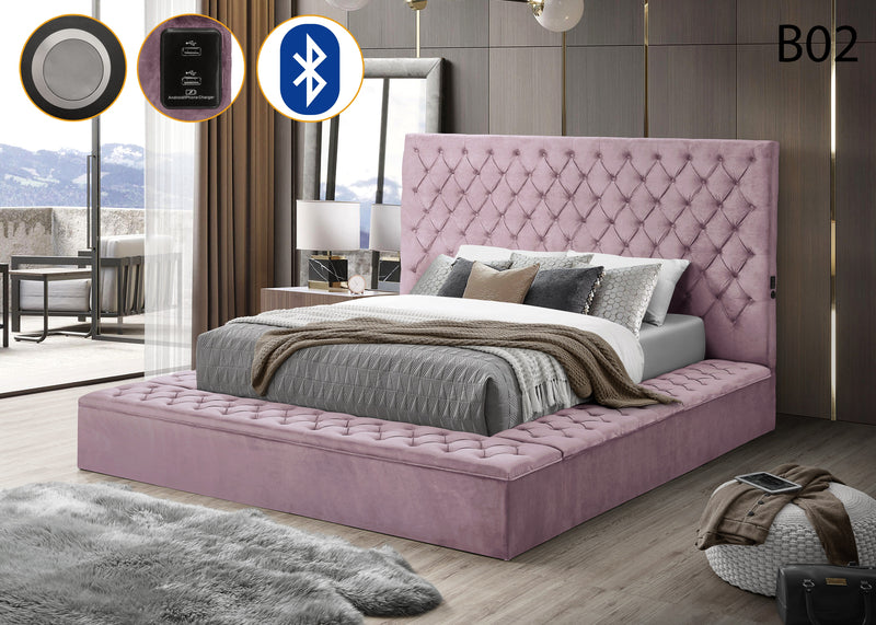 Bliss Pink Queen Square Bed - BLISS-PK-Q-SQ-BED