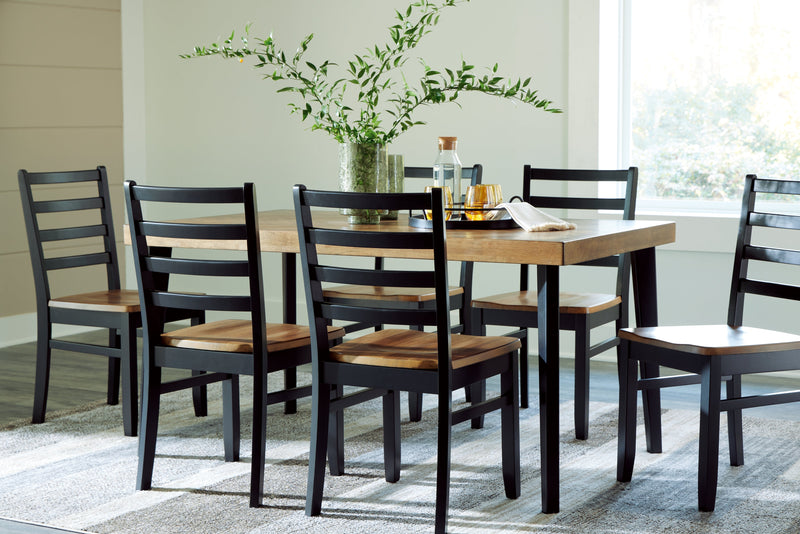 Blondon Brown/Black Dining Table and 6 Chairs (Set of 7) - D413-425
