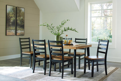 Blondon Brown/Black Dining Table and 6 Chairs (Set of 7) - D413-425