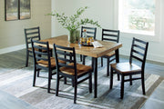 Blondon Brown/Black Dining Table and 6 Chairs (Set of 7) - D413-425