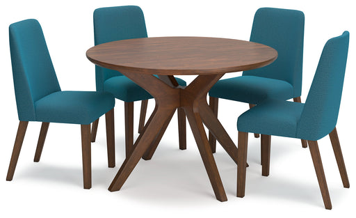 Lyncott Round Dining Table and 4 Chairs in Blue/Brown from Ashley - DMV Furniture