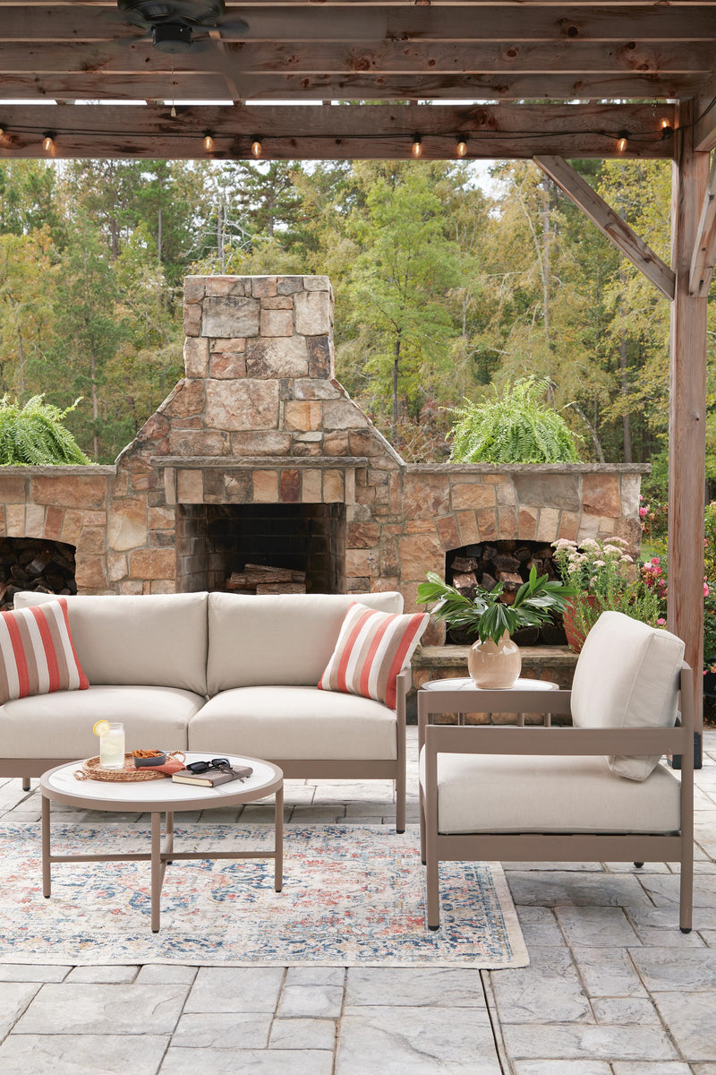 Bluff Trail Beige Outdoor Love/Chairs/Tables Set (Set of 5) - PCP383-080