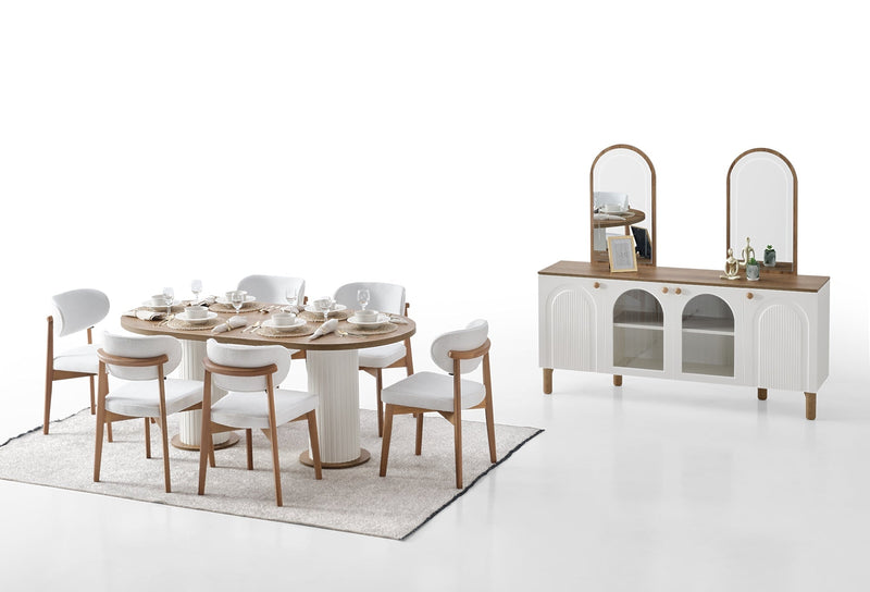 Bohem Diningroom (Consol With Mirror & Dining Table & 6 Dining Chair) - 115-BOH-SET