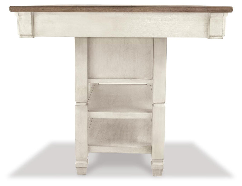 Bolanburg Antique White Counter Height Dining Table, 4 Barstools, Bench and Server - D647D32