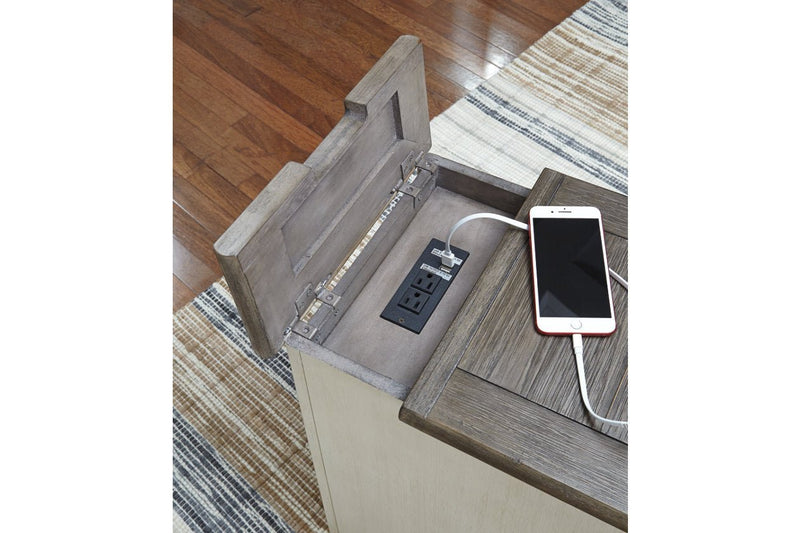 Bolanburg Two - tone Chairside End Table with USB Ports & Outlets - DMV FurnitureEnd Table Chair Side
