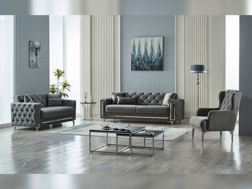 Bolivya 3-pieces (Sofa & Loveseat & Chair) Livingroom Set Grey in Grey - 101-BOL-AN152-321