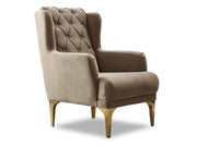 Bolivya Chair Beige With Gold Legs in Beige - 101-BOL-BBF05-B