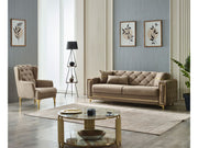 Bolivya Chair Beige With Gold Legs in Beige - 101-BOL-BBF05-B